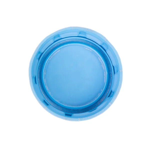 Copa Botella Plástico Azul Aislada Sobre Fondo Blanco —  Fotos de Stock