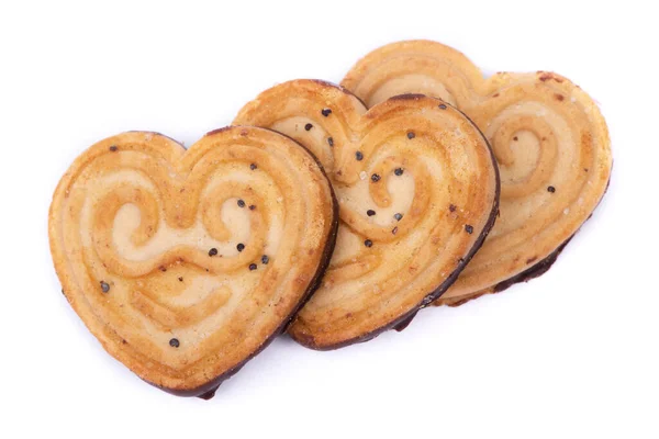 Grupo Cookies Forma Coração Isolado Fundo Branco — Fotografia de Stock