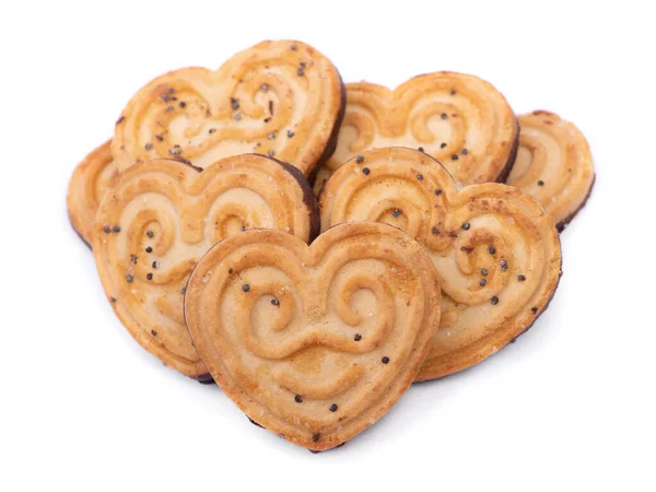 Grupo Galletas Forma Corazón Aisladas Sobre Fondo Blanco —  Fotos de Stock