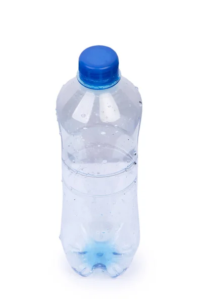 Lege Plastic Fles Met Dauw Geïsoleerd Witte Achtergrond — Stockfoto