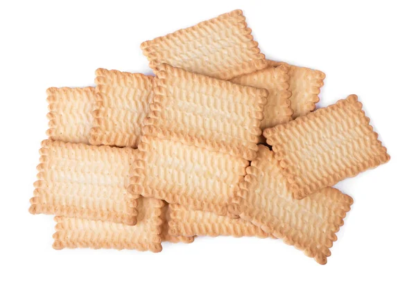 Στοίβα Από Ορθογώνια Cookies Που Απομονώνονται Λευκό — Φωτογραφία Αρχείου