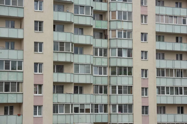 Typical facade of russian multi-storey residential building