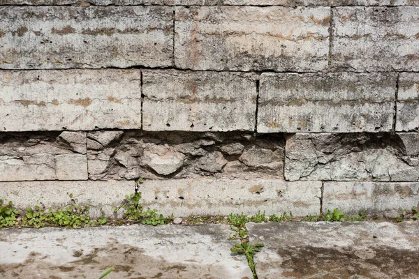 Старая Каменная Стена Частью Пола Открытом Воздухе — стоковое фото