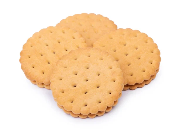 Stack Double Biscuit Cookies Isolated White — Stock Photo, Image