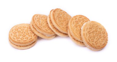 Beyaz arkaplanda izole edilmiş bisküvi grubu