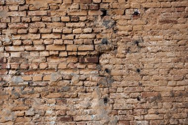 Yıpranmış eski tuğla dokusu. Hasarlı retro arkaplan