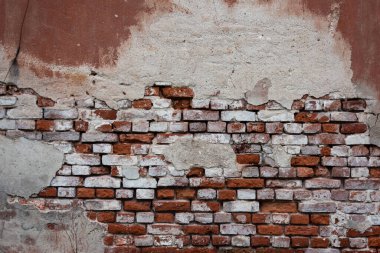 Yıpranmış eski tuğla dokusu. Hasarlı retro arkaplan
