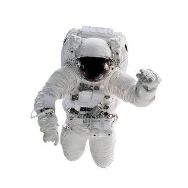 Uzay giysisi içindeki astronot beyaz arka planda izole edilmiş. Bu görüntünün elementleri NASA tarafından desteklenmektedir