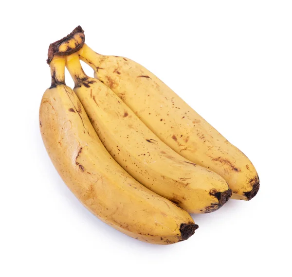 Ripe Yellow Bananas Fruits Bunch Overripe Bananas Dark Spots Isolated — Stock Photo, Image