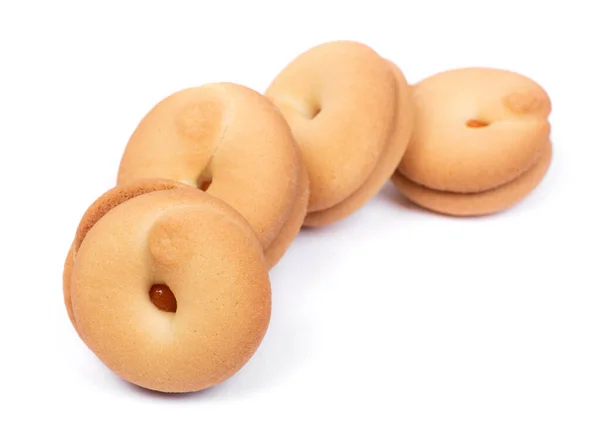 Groep Van Ronde Biscuit Koekjes Met Druppel Jam Het Centrum — Stockfoto