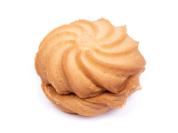 Single Spiral Biscuit Cookie Isolated White Background — Stock Photo, Image