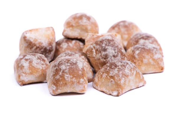 Άλμα Των Τετραγωνικών Gingerbreads Γλάσο Ζάχαρης Που Απομονώνονται Λευκό Φόντο — Φωτογραφία Αρχείου