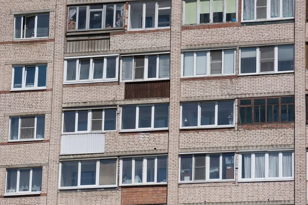 Typische Gevel Van Het Paneelgebouw Post Sovjet Landen — Stockfoto