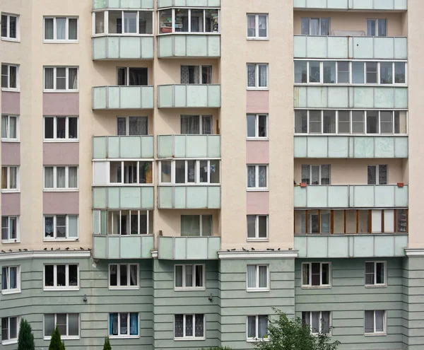 Typical facade of russian multi-storey residential building