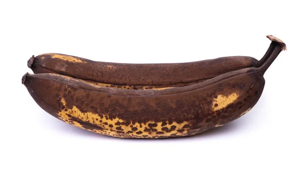 Zwei Alte Überreife Bananen Isoliert Auf Weißem Hintergrund — Stockfoto