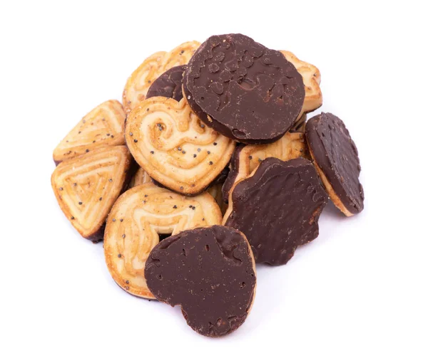 Ομάδα Cookies Διαφορετικού Σχήματος Παπαρούνα Και Ζάχαρη Που Απομονώνονται Λευκό — Φωτογραφία Αρχείου