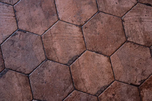 Carreaux Céramique Marron Vintage Forme Nid Abeilles Carreaux Hexagonaux — Photo