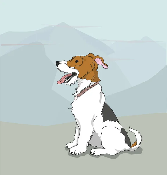 Perro Sentado Aire Libre Vector — Archivo Imágenes Vectoriales