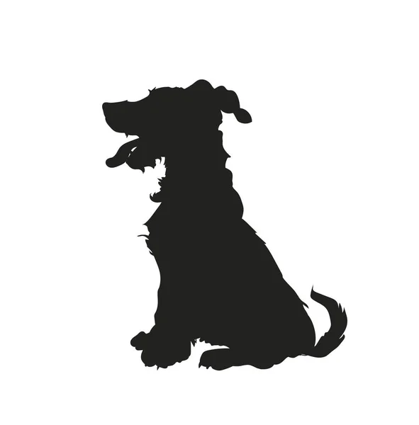 Chien Assis Silhouette Vecteur Fond Blanc — Image vectorielle