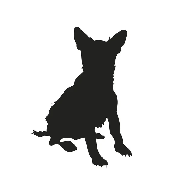 Perro Sentado Silueta Vector Fondo Blanco — Archivo Imágenes Vectoriales