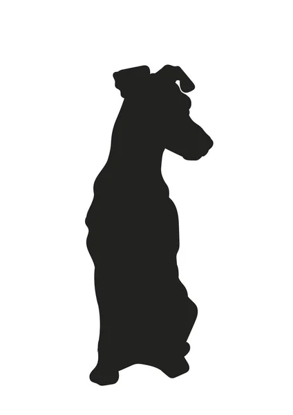 Cão Sentado Silhueta Vetor Fundo Branco — Vetor de Stock