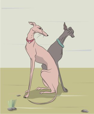 otururken, köpekler açık havada, vektör