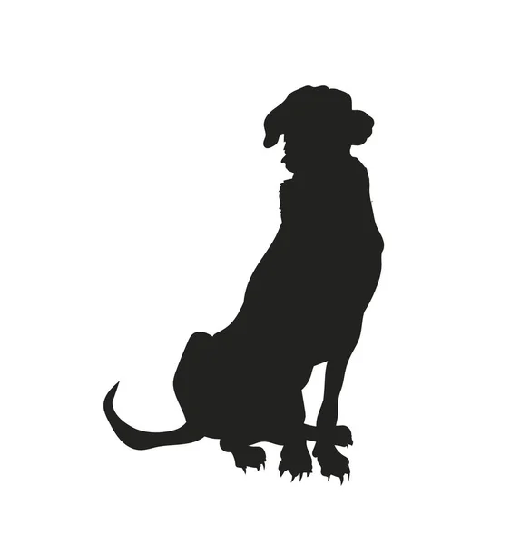 Dog Sitting Silhouette Vector White Background — Stock Vector