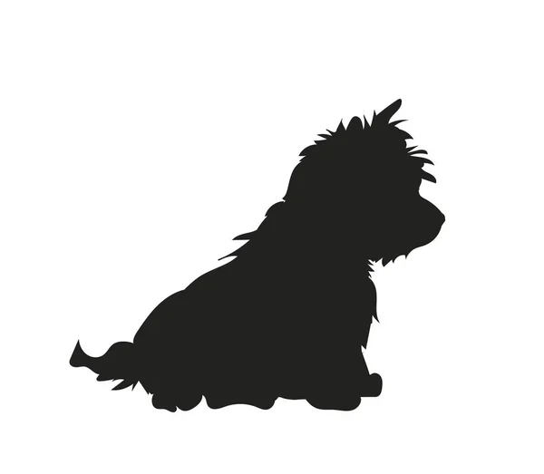 Chien Assis Silhouette Vecteur Fond Blanc — Image vectorielle