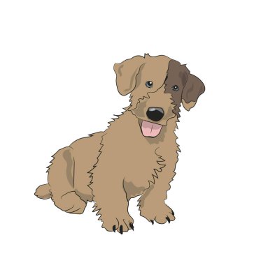 otururken, çizgiler, vektör, beyaz arka plan köpek