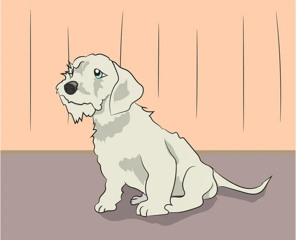 Perro Sentado Una Habitación Vector Color — Archivo Imágenes Vectoriales