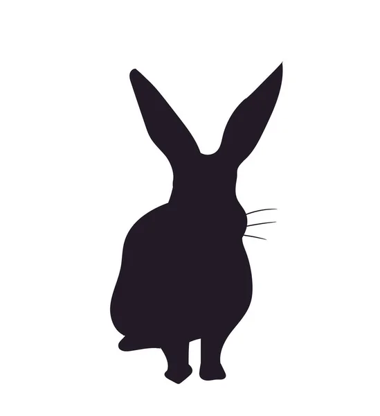 Rabbit Sits Silhouette Vector White Background — Stock Vector