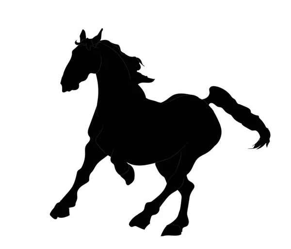 Paard Lopen Witte Achtergrond Silhouet Vector — Stockvector