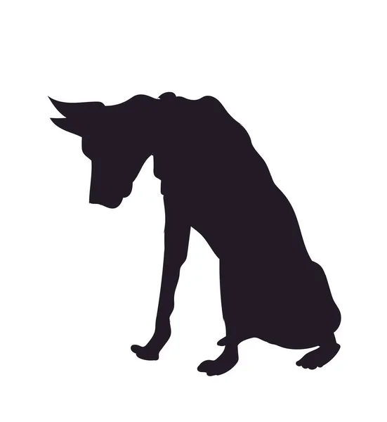 Dog Sitting Silhouette Vektor Weißer Hintergrund — Stockvektor