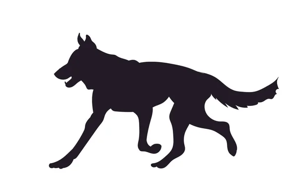 Hond Loopt Silhouet Vector Witte Achtergrond — Stockvector