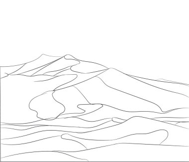 manzara dağları, çizgiler, vektör, beyaz arkaplan