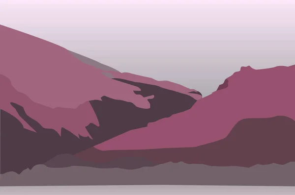 日没時の山の風景 — ストックベクタ