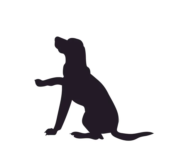 Hund Fragt Nach Futter Silhouette Vektor Weißer Hintergrund — Stockvektor