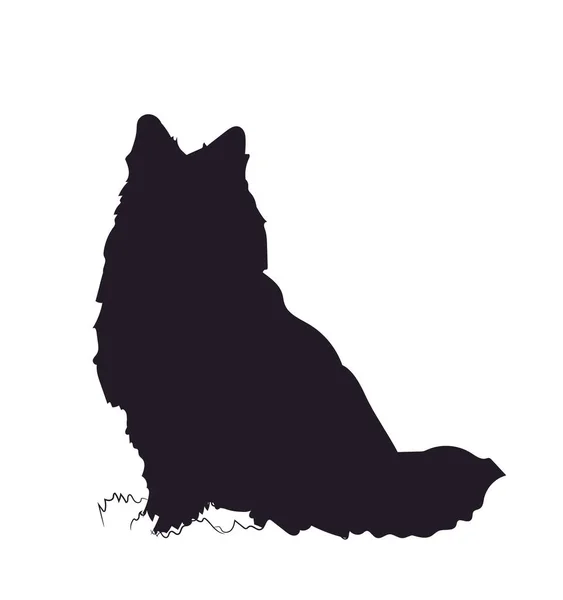 座っている犬 シルエット ベクトル ホワイト バック グラウンド — ストックベクタ