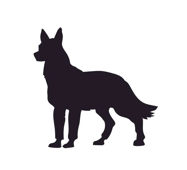 Hond Stands Silhouet Vector Witte Achtergrond — Stockvector