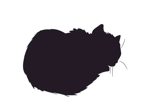 Kat Silhouet Vector Witte Achtergrond — Stockvector