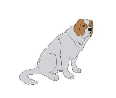 otururken, çizgiler, vektör, beyaz arka plan köpek