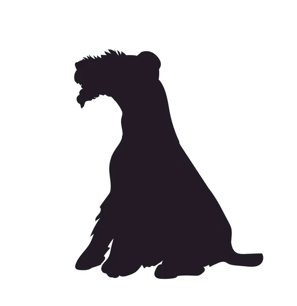 Dog Sitting Silhouette Vektor Weißer Hintergrund — Stockvektor