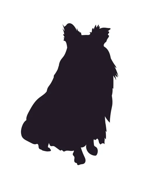 Hond Zittend Witte Achtergrond Silhouet Vector — Stockvector