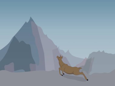 dağlarda, çalışan geyik vektör