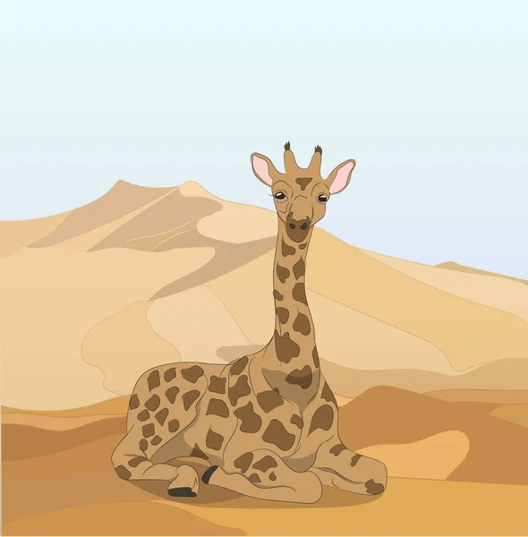 Girafe Dans Désert Vecteur — Image vectorielle