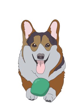 köpek yatıyor, vektör, beyaz arka plan