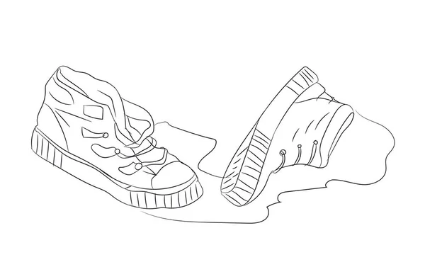 Lignes Chaussures Vecteur Fond Blanc — Image vectorielle