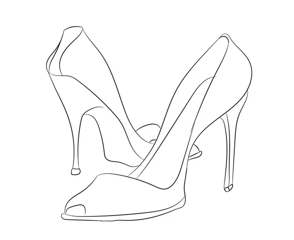 Schoenen Lijnen Vector Witte Achtergrond — Stockvector