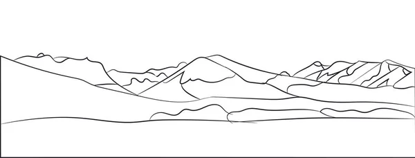 manzara dağları, çizgiler, vektör, beyaz arkaplan