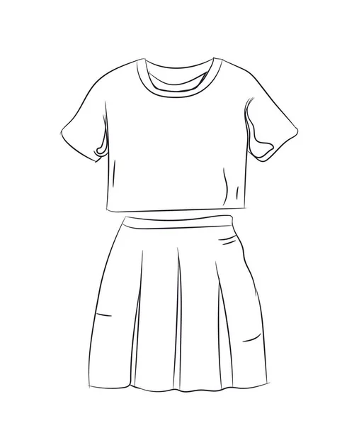 Jupe Avec Lignes Shirt Vecteur Fond Blanc — Image vectorielle